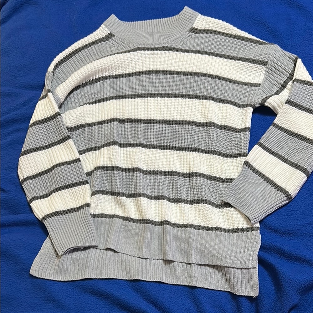 Striped Gray and White Sweater